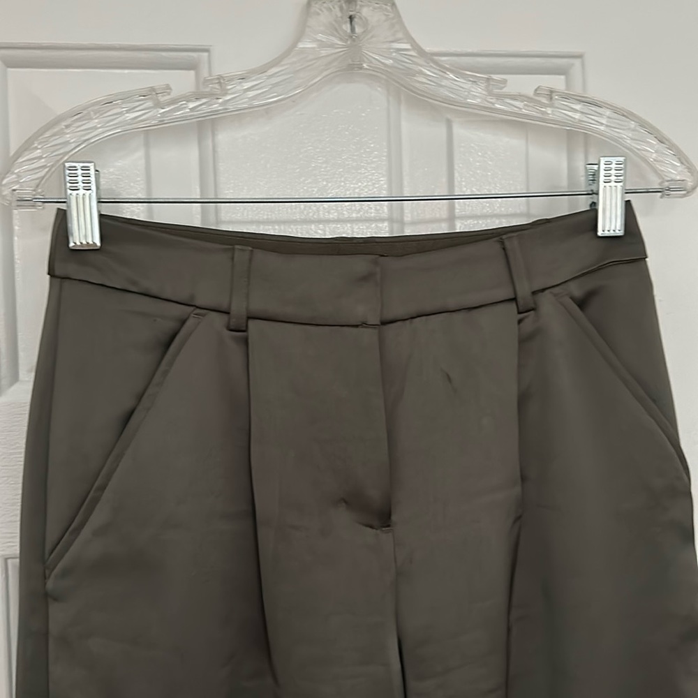 *Excellent Condition* Express, Wide Leg, High Waist, Green, Shiny, Cargo Pants - Picture 5 of 11
